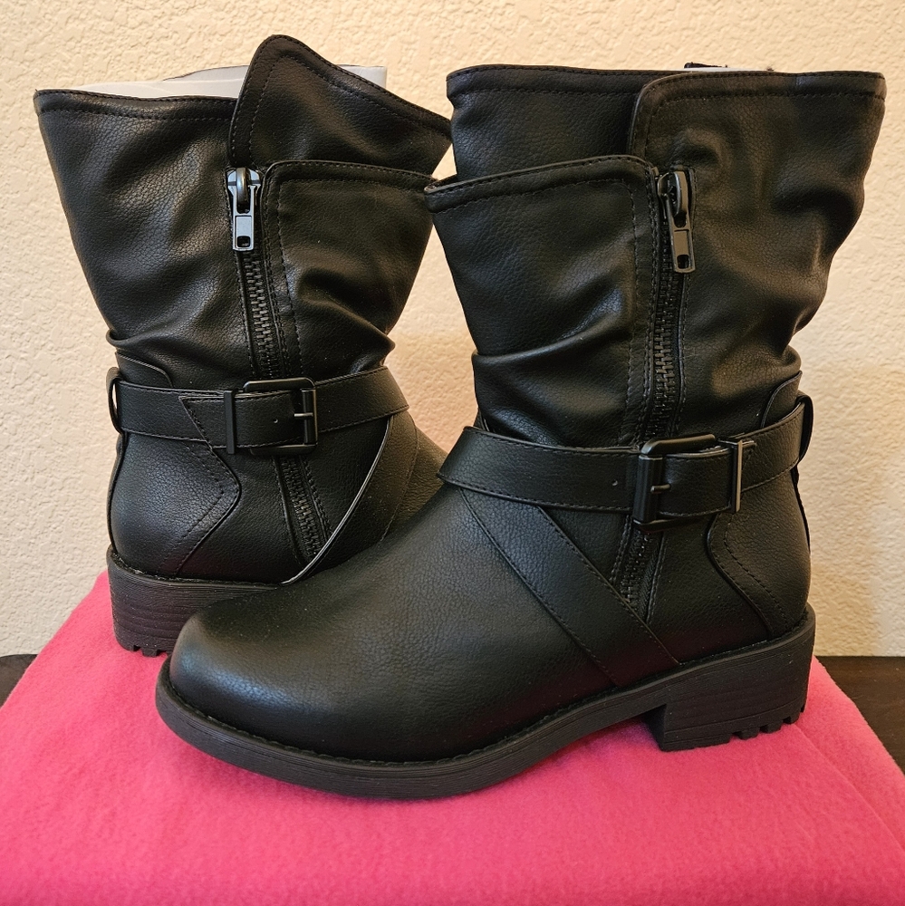Torrid Black Combat Moto Boots with Side Zipper